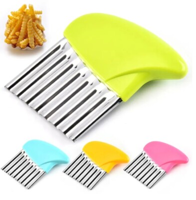 4 Pack Crinkle Cutter Set Stainless Steel Wavy Slicer Fries Veggies Chips