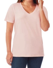 Member's Mark Ladies Essential V-Neck Short Sleeve Tee, Pink Quartz, Choose Size