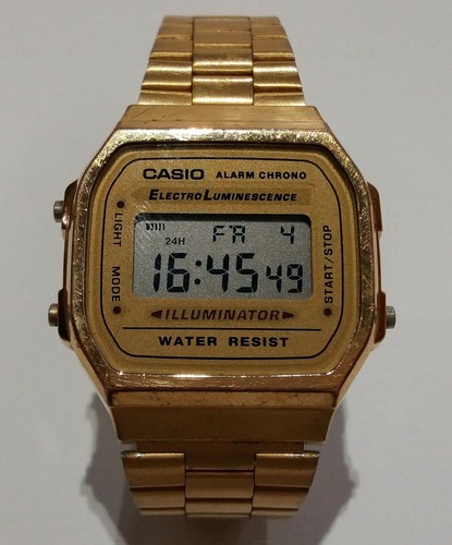CASIO Allarm Chrono A168 3298 - Gold Color / Vintage Orologio al Quarzo  MC44887 | eBay