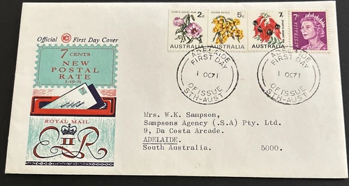 Australian FDC WCS 1971 7 Cents New Postal Rate