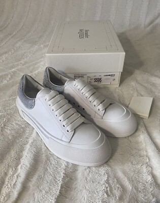 Alexander McQueen Plimsoll Silver Oversized Sneakers Size 44  display picture 3