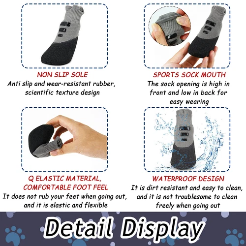 Zapatos antideslizantes impermeables para perros 4 piezas botas reflectantes para perros pequeños medianos grandes - Imagen 5 de 15