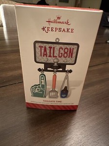 Hallmark Tailgating Ornament TAILG8N License Plate Tag Grilling Tools Beer 2014