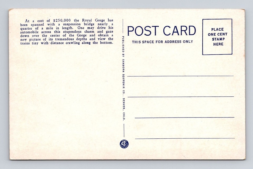 Canon City COColorado, Suspension Bridge, Royal Vintage