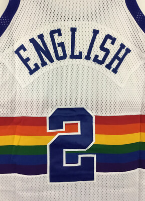 1987-88 Denver Nuggets Alex English #2 NBA White Mitchell