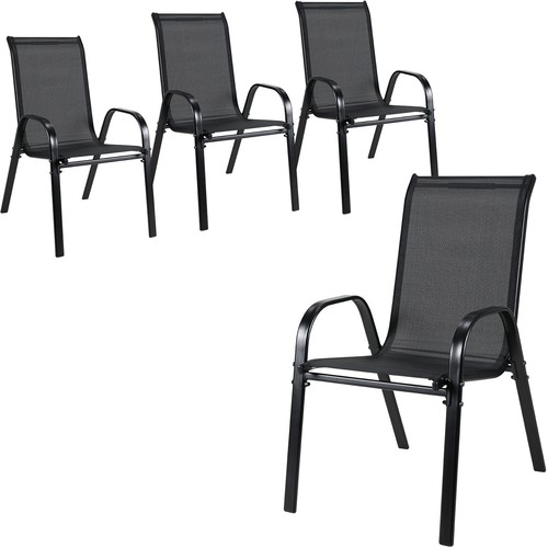 Set of 4 Garden Chair Stacking Chair Balcony Chair Lounge Chair Metal up to 150 kg - Picture 4 of 31