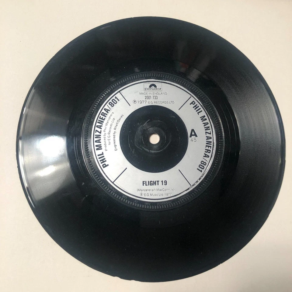 Phil Manzanera 801 Roxy Music 7" 45 Record Flight 19 / Car Rhumba  Uk import - Image 3 of 4