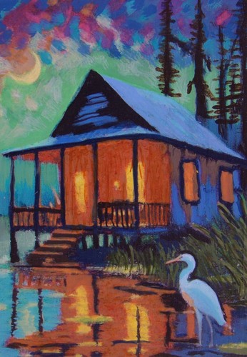Little Place on the Bijou, an ACEO and a story 3.5 x 2.5 inches ORIGINAL