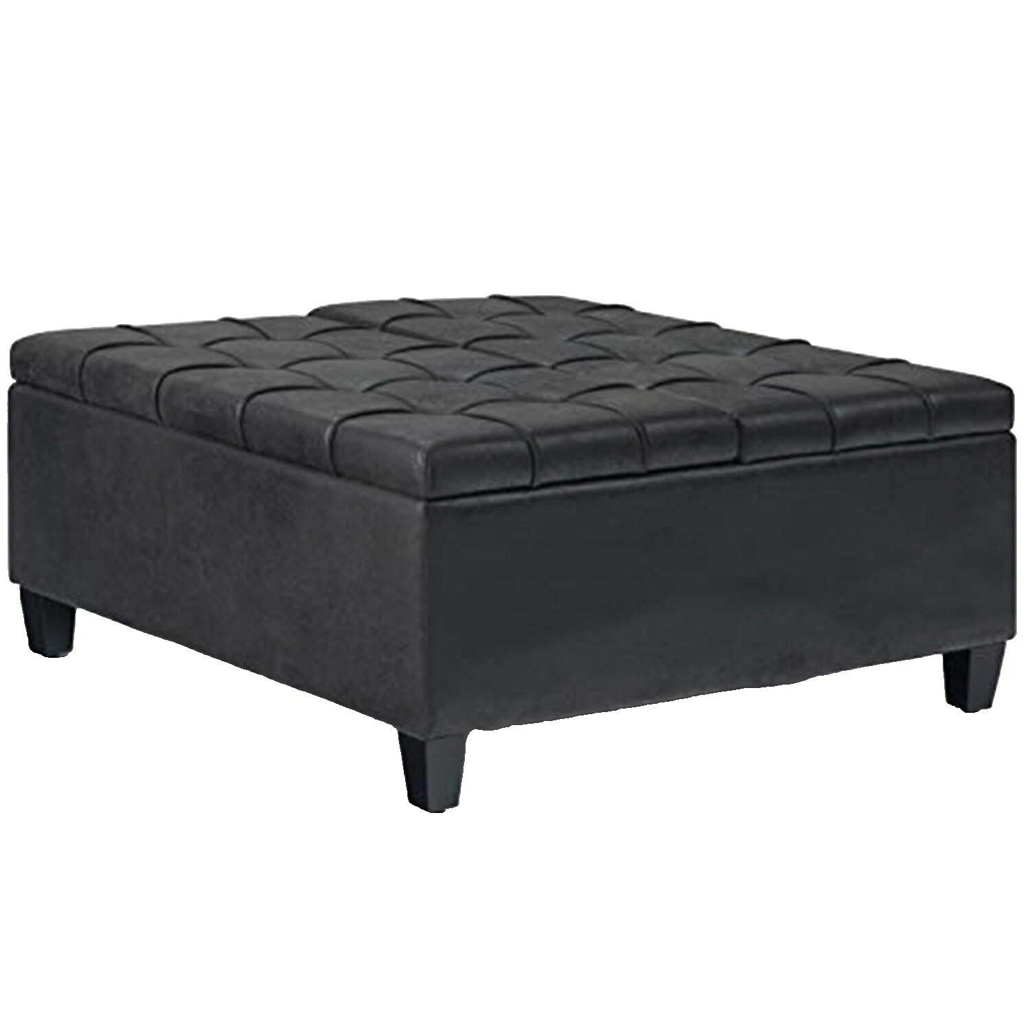 Almacenamiento De tela negra otomanes, reposapiés y Pufs
