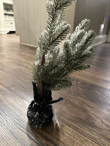 Crescent Small Snow Frosted Pine Tree Tabletop 14" Height w/ Weighted Bases - Picture 3 of 3