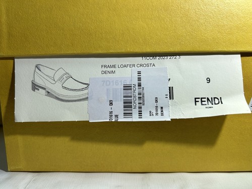 NEW SEASON FENDI FRAME LOAFER BLUE SUEDE FF BAGUETTE LOGO SZ UK9/US10 - Picture 19 of 19