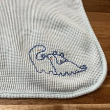 Parents Choice Blue Waffle Weave Dinosaur Baby Blanket 28”x24.5”