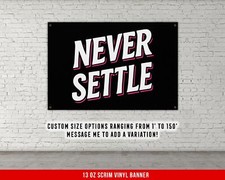 Never Settle Motivational Gym Banner - Home Gym Decor Fitness Wall Art