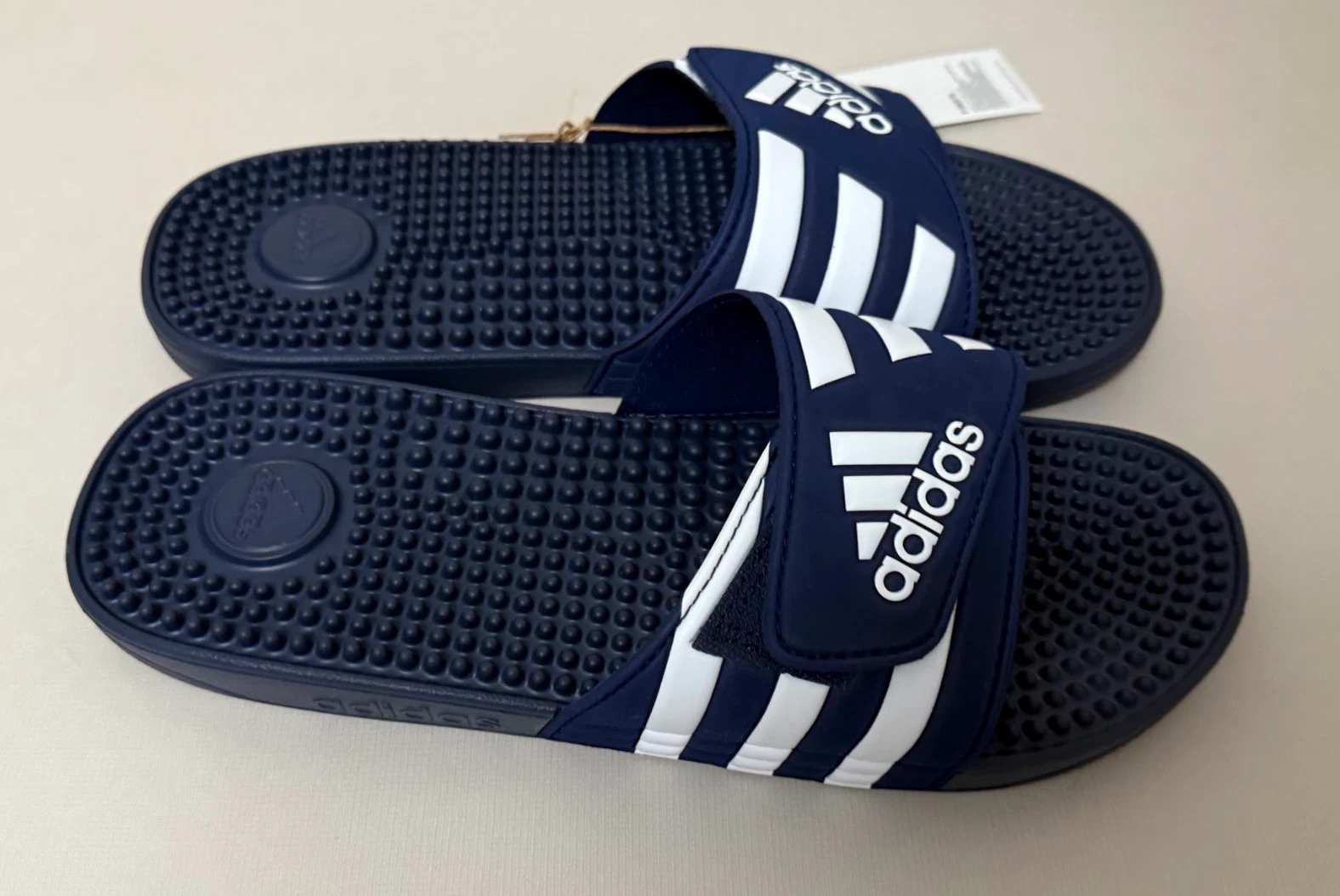 Adidas Uomo ADISSAGE Slides Blu Scuro Bianco F35579 h NUOVE!! Uomo 10 Donna 11