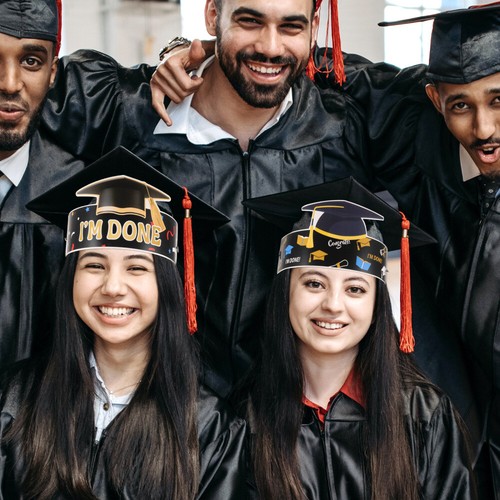 9 Pezzi Cappello Dottore Corona Compleanno Laurea Cerimonia Decorazione Bambino - Foto 7 di 12