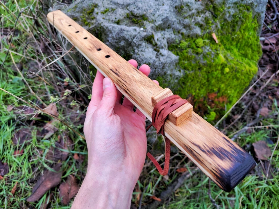 Flauta de roble nativo americano "Viento" - Hecha a mano - Sonido muy profundo Sonido sanador Ves Foto 2 de 4