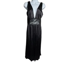VTG Lily of France ROSA PULEO SZULE size medium black long nightgown Union Label