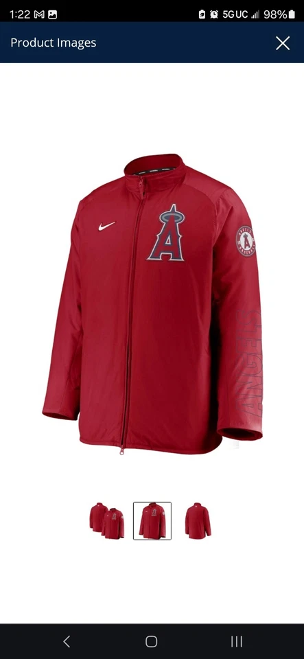 Los Angeles Angels Nike Authentic Collection Dugout Full-Zip Jacket-Red - Image 2 of 4
