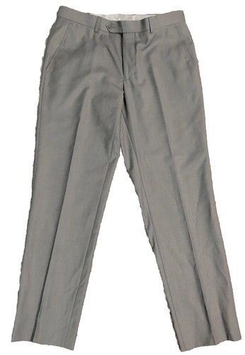 Mens Tuxedo 38/32 One Button Classic Formal Slim Satin Shawl Lapel Grey No Pleat - Picture 2 of 21