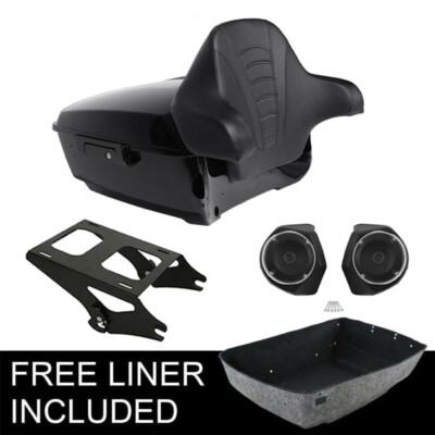 King Pack Trunk Speakers Rack Backrest Fit For Harley Tour Pak Road Glide 14-25