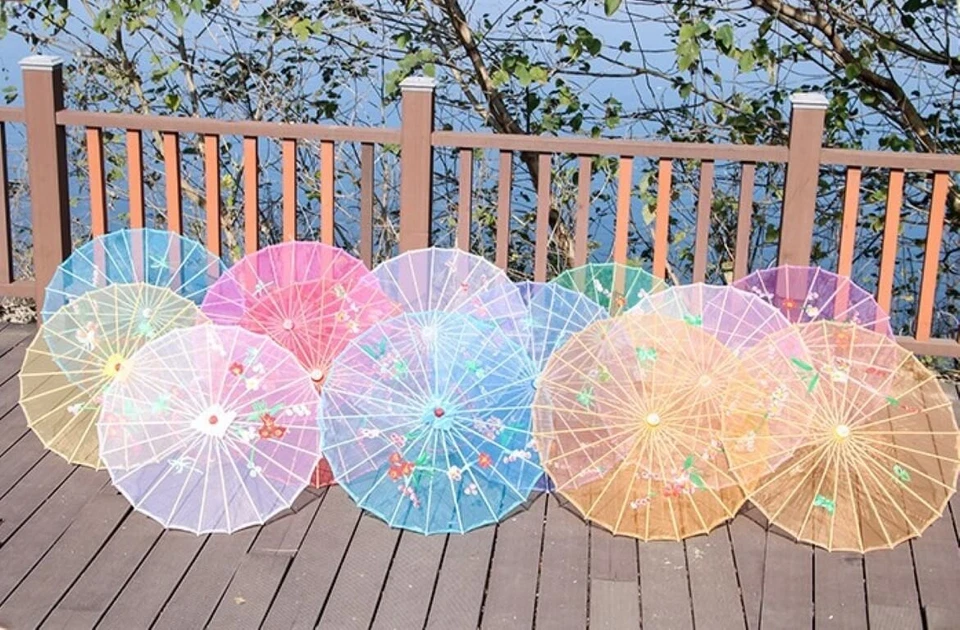 Винтажный тканевый зонтик ручной работы - Изображение 3 из 4