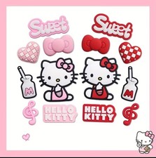 14 Pcs Hello Kitty Themed Shoe Charms For Crocs Garden Shoes. Pink  White.