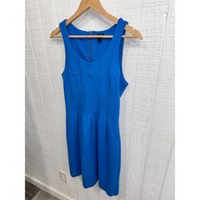 J.Crew Ponte Sheath Dress Womens Blue Pleated Sleeveless Exposed Zip 6