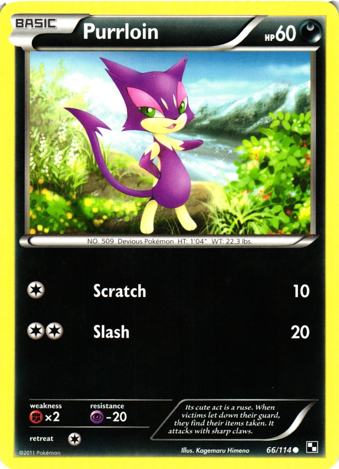 Pokémon TCG Purrloin 66/114 Black & White Regular LP