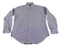 Vintage Polo Ralph Lauren Oxford Shirt Mens L Purple Gingham Check Long Sleeve