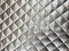 Vinyl Quilted Foam Metallic Silver Fabric with 3/8" Foam Backing Upholstery Sold