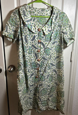 VTG 1950s Paisley Print Dress with a Peter Pan Collar and Buttons See Meas. M/L
