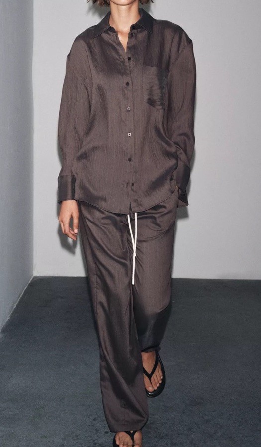Zara Pinstripe Co-Ord Two-Piece Set Size S EU 38 BNWT  Brown RRP £70