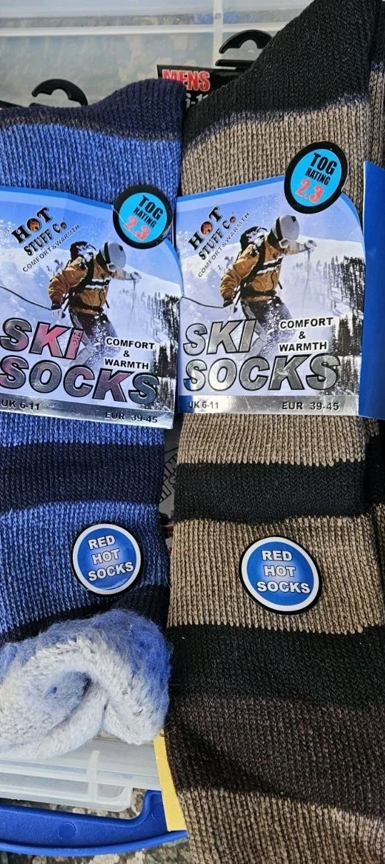 NEW 3x Pairs Mens Long Thermal Socks UK 6-11 2.3 Tog Ski Winter Fur Lined Cold
