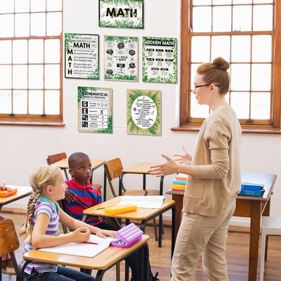 10 Pcs Eucalyptus Math Posters Inspirational Classroom Decorations Mathematic...