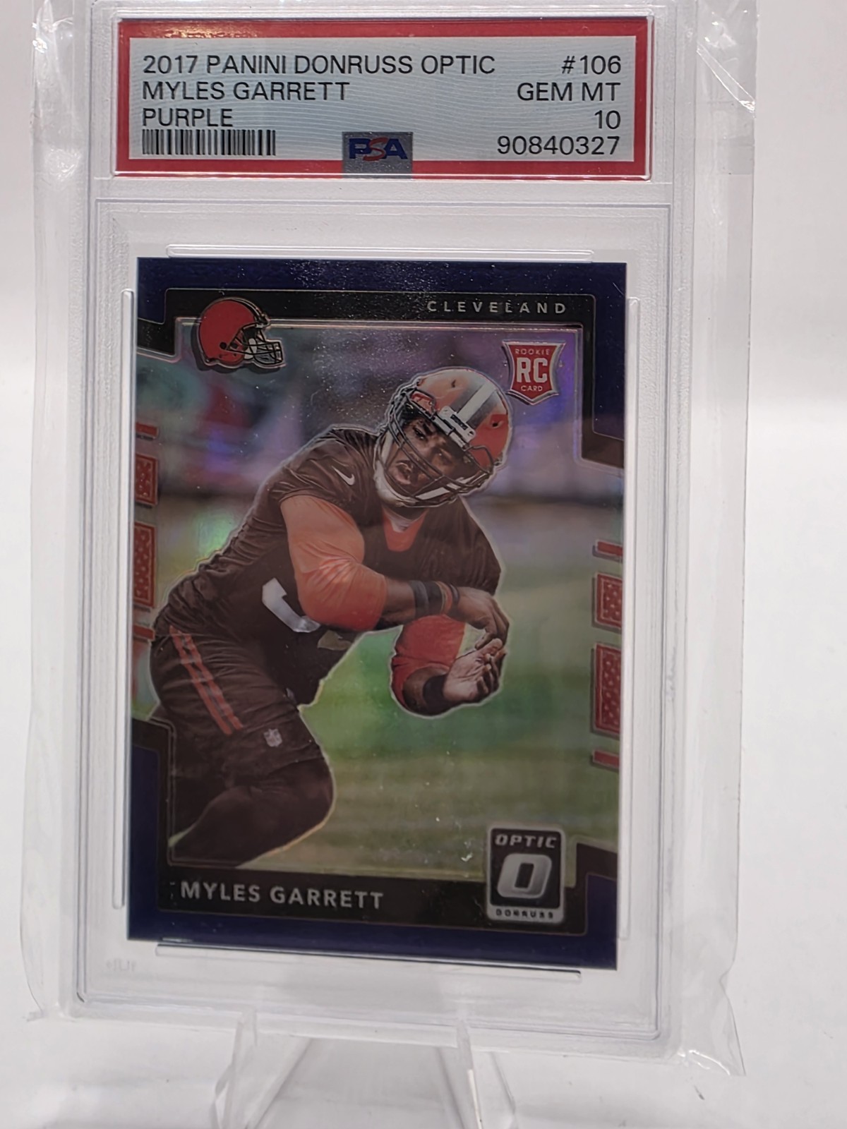 2017 Donruss Optic Rookies Myles Garrett #106 (RC) Purple 50# PSA 10