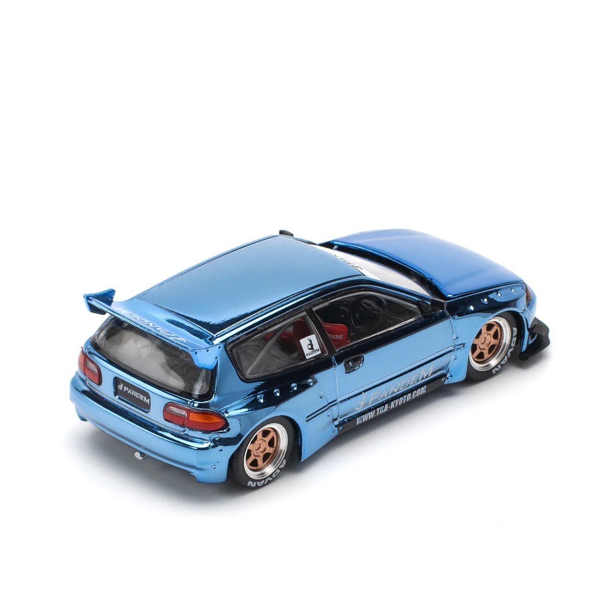 Pop Race 1:64 Honda Civic EG6 Pandem v1.5 Blue Chrome Diecast