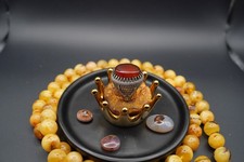 Natural Yemeni Aqeeq Agate Ring 925 Sterling Silver Men  s Size 10