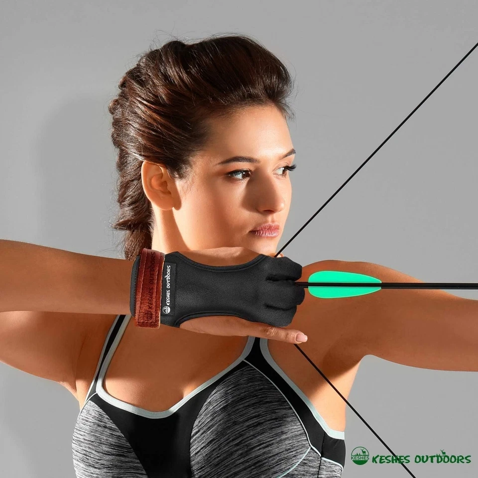 Archery Glove Three Finger Tab Comfortable Finger Guard for Men, Women & Youth - Image 3 of 4