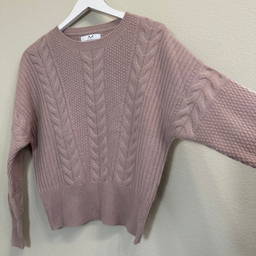 Magaschoni Women's Cashmere Cable Knit Sweater Pullover Small Maeve Pink Soft - Picture 8 of 11