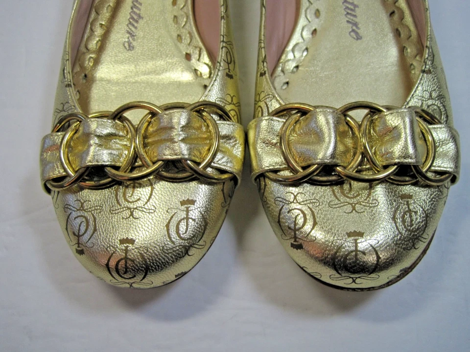 Juicy Couture Flats Logo Gold Metal Accent Women's Size 7.5 Made In Italy - Image 4 of 4