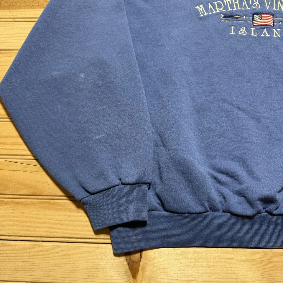 Sudadera Vintage Años 90 Martha's Vineyard Island Bandera Americana Cuello Redondo - Grande Foto 4 de 4