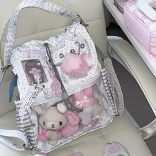 Girls Sweet and Cute Polka Dot Backpack Ita Bag New Large Capacity Single Should