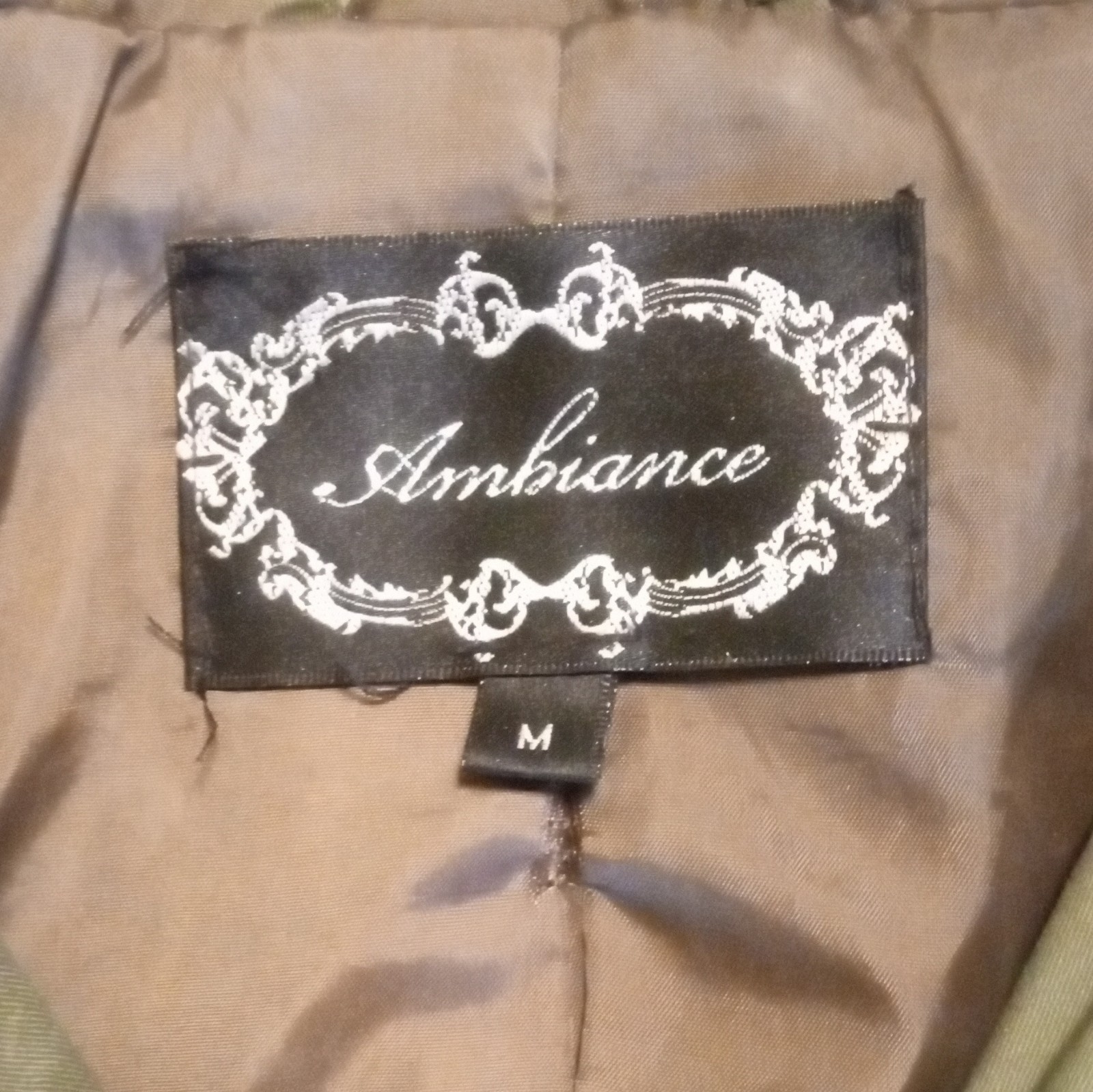 Ambiance Hooded Drawstring Waist Jacket Olive Green Zip Button Women's M