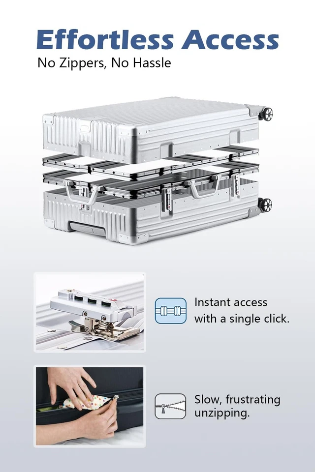 Equipaje de Mano con Marco de Aluminio, Maleta Rígida PC de 20 Pulgadas con Spi... Foto 2 de 4