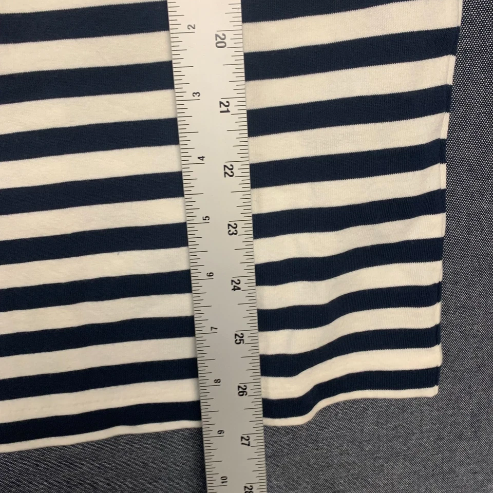 Saia lápis feminina J.Crew tamanho 2 listrada azul e branca malha 100% algodão nova com etiquetas - Imagem 4 de 4