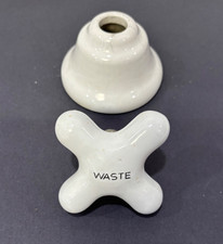 Antique White Porcelain Kitchen Bath Faucet Cross Waste Handle  Escutcheon