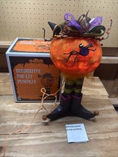 16" DECORATIVE PRE-LIT HALLOWEEN PUMPKIN/WITCHES FOOT/SPIDER Tested Fast Ship