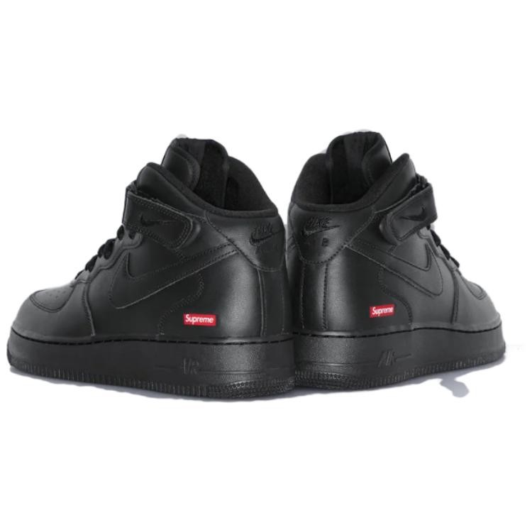 Size 9 - Supreme x Nike Air Force 1 Mid Box Logo - Triple Black