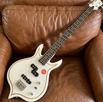 White Simmons Punisher Electric Bass Guitar 4string gold Edge free ship unqie