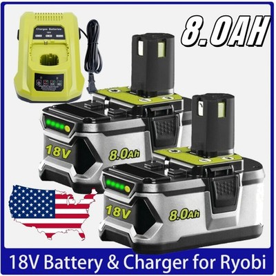 For RYOBI 18V P108  One Plus High Capacity Lithium-Ion Battery /charger 6/8.0Ah
